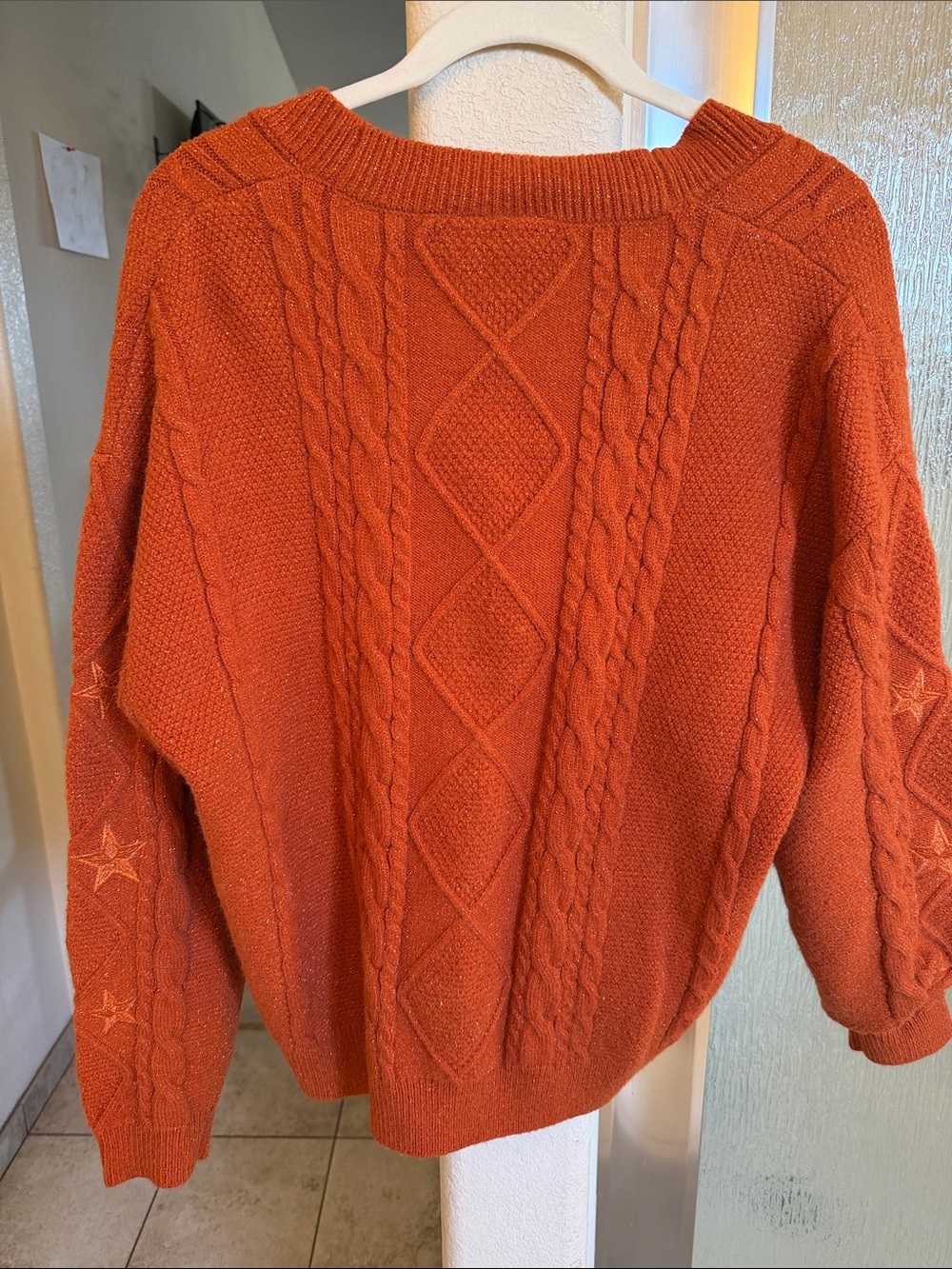 Taylor Swift - Life of a Showgirl - Rust Orange Glitter Cable Knit  Cardigan - Picture 2 of 5